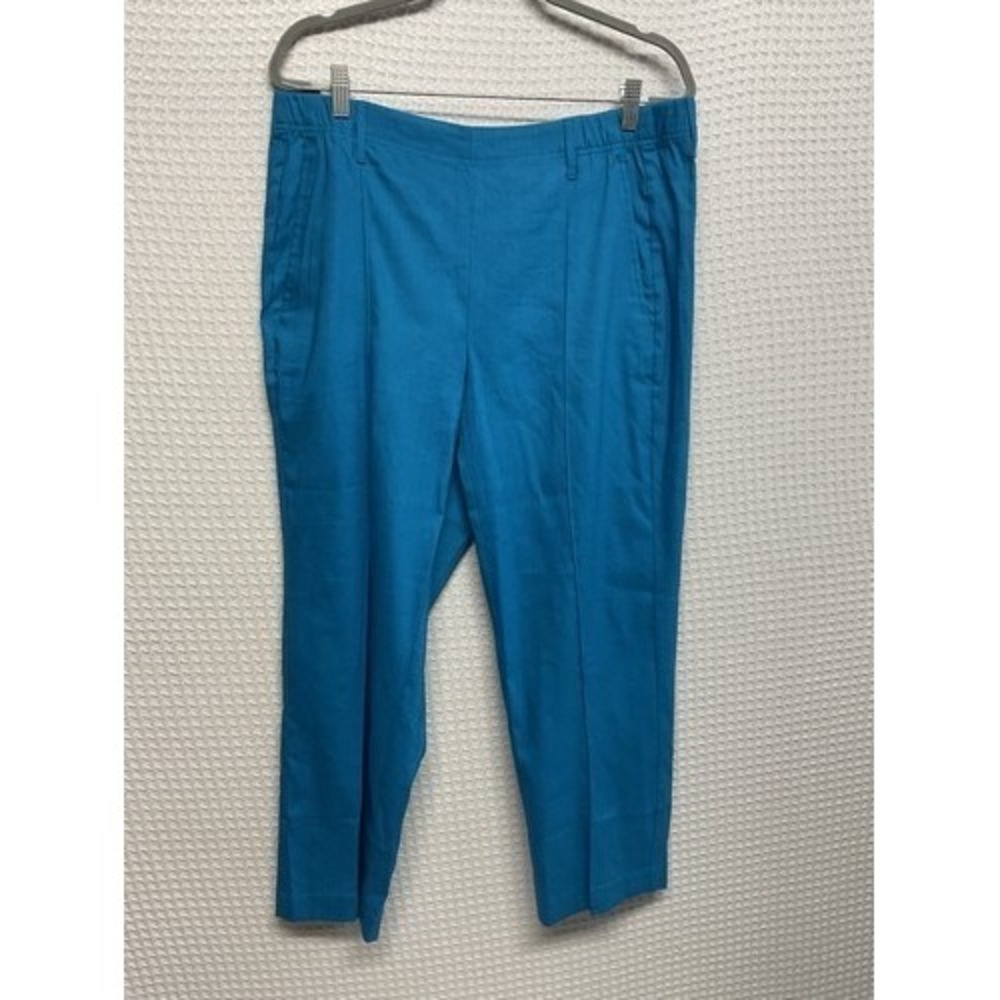 NWT J. Jill Turquoise Aqua Blue Stretch Cropped Pants Women Large Indonesia